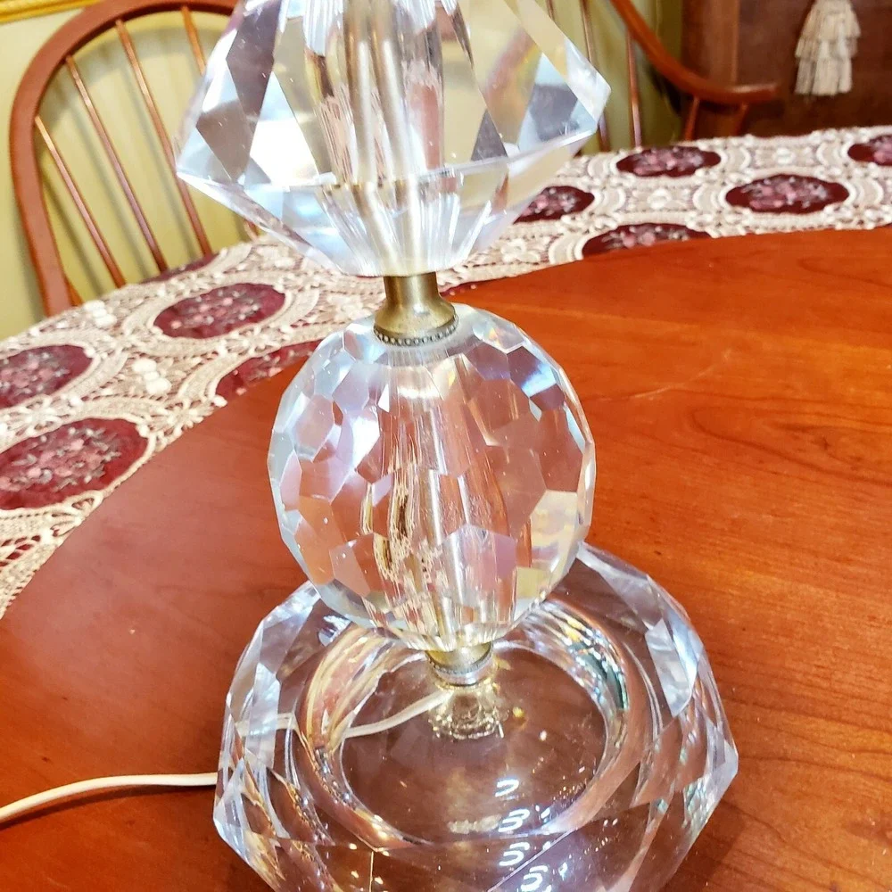 Exquisite Vintage Mid‎ Century (60's) 4-tier Crystal Tower Table Lamp